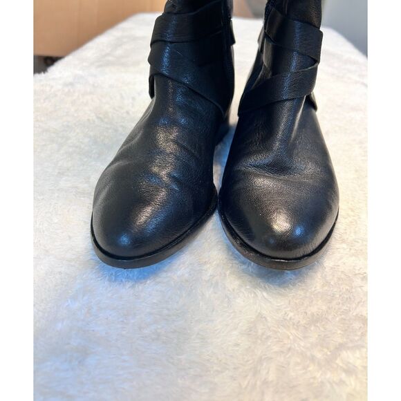Women's ANN TAYLOR Black Leather Low Heel Flat Knee High Boots - Size 6 - Picture 10 of 10